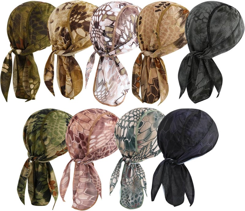 DOCILA 9 Pcs Do Rags Skull Cap Men Women Helmet Liner Head Bandana Motorcycle Durags Caps Cycling Beanie Sports Accessories - Image 1